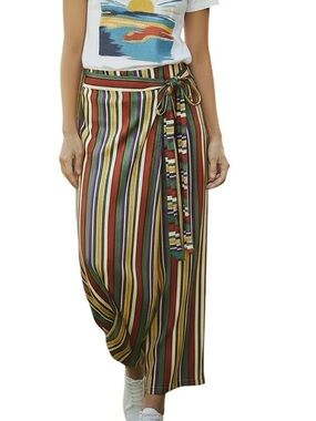 Lost + Wander Rayon Multicolor Wide Leg Crop Boho Pants NWT Size S